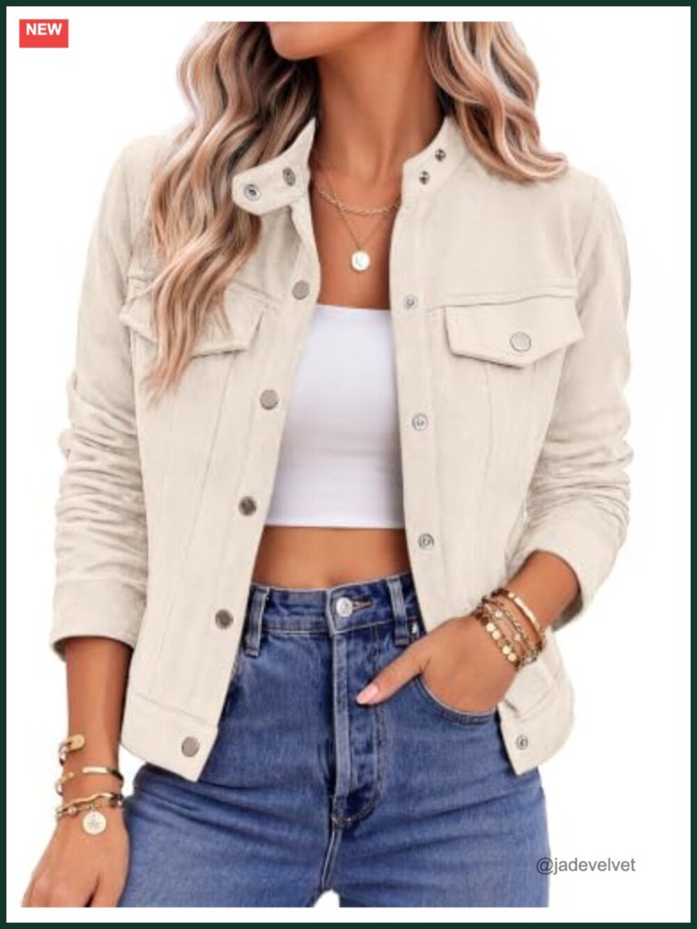 Faux Suede Cropped Jacket Women Trendy Fall Shacket Snap Button